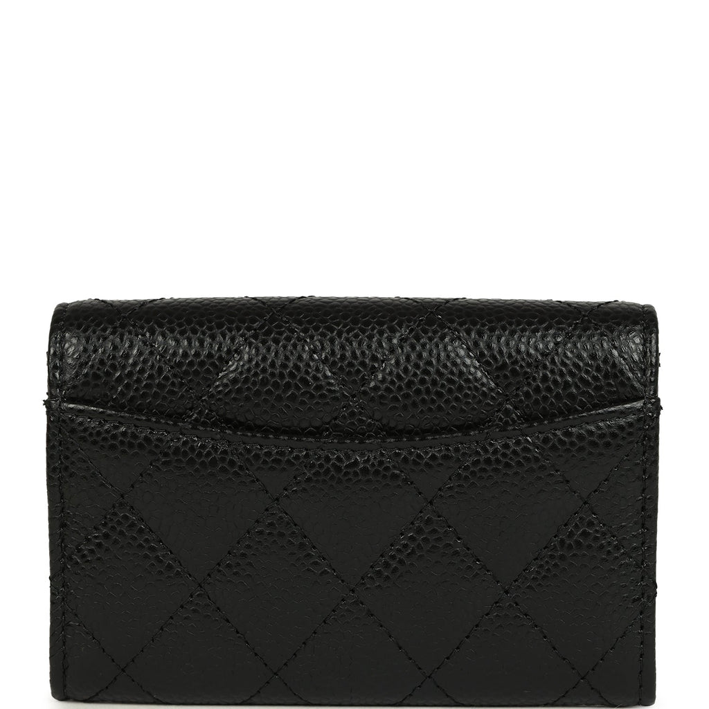 Chanel Classic Card Holder Wallet Black Caviar Gold Hardware
