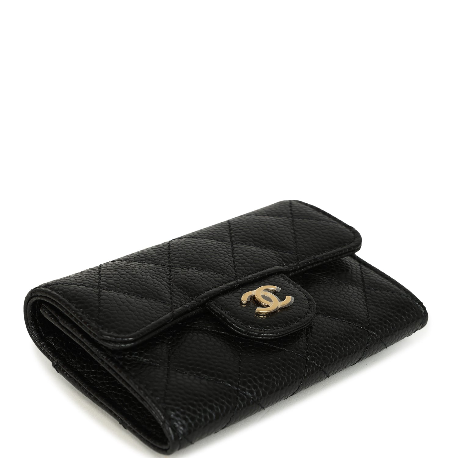Chanel Classic Card Holder Wallet Black Caviar Gold Hardware