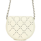 Chanel Perforated Messenger Bag White Caviar Silver Hardware