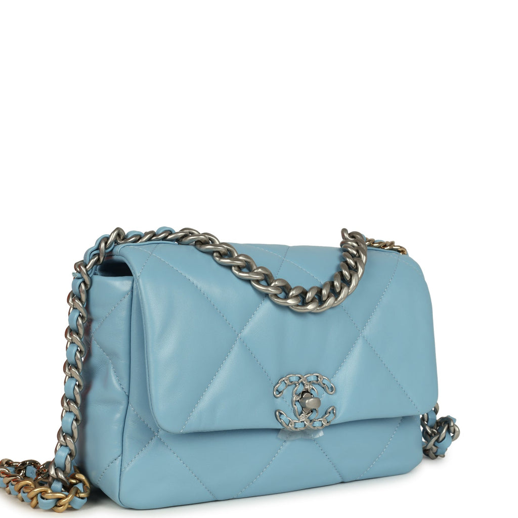 Chanel Medium 19 Flap Light Blue Lambskin Mixed Metal Hardware