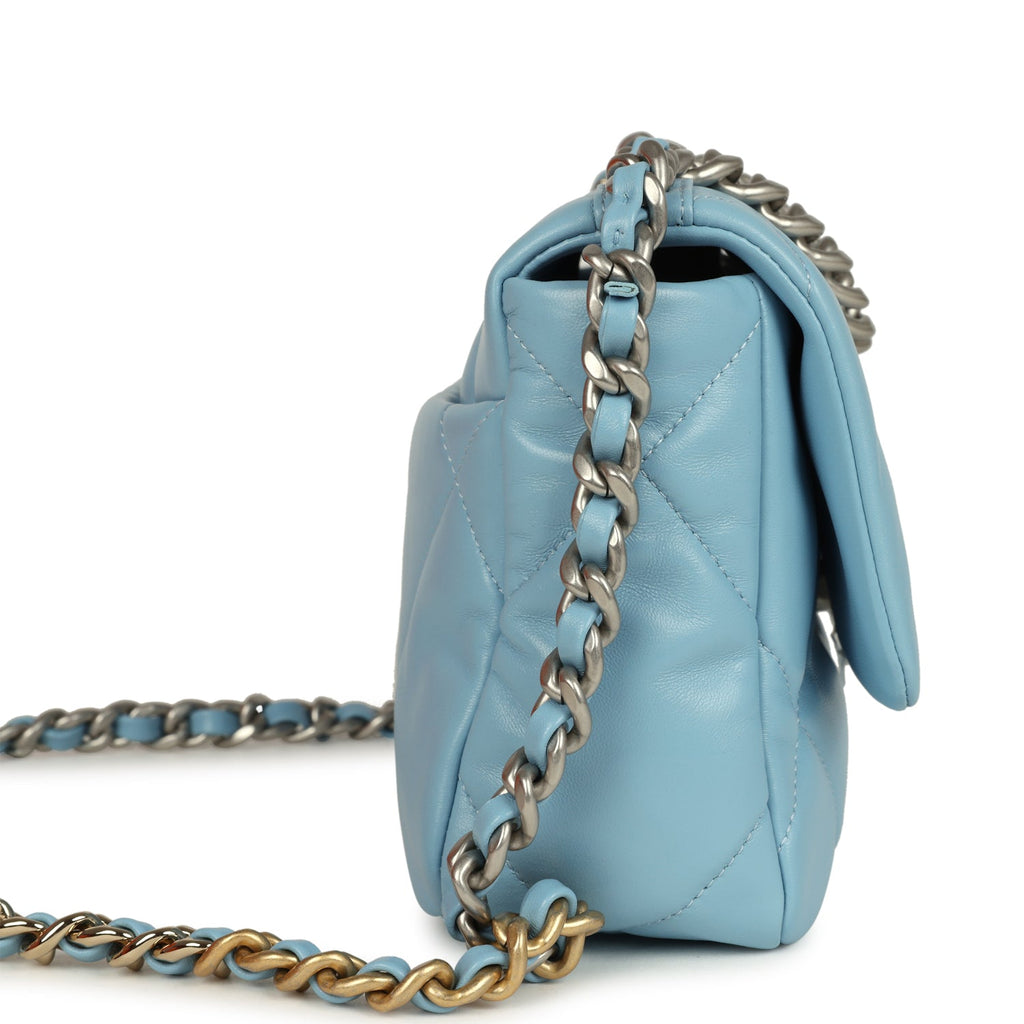 Chanel Medium 19 Flap Light Blue Lambskin Mixed Metal Hardware