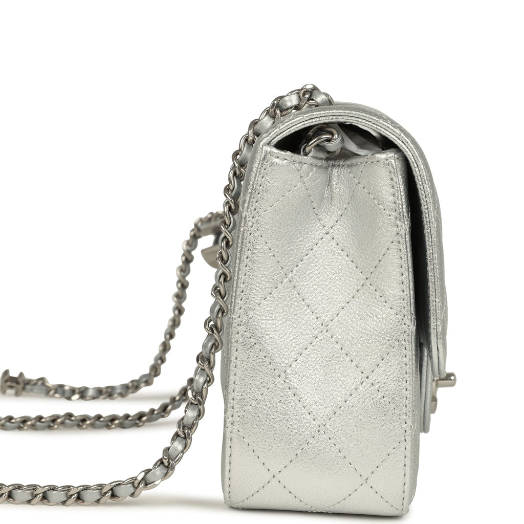 Chanel Small CC Crush Flap Bag Silver Metallic Caviar Silver Hardware