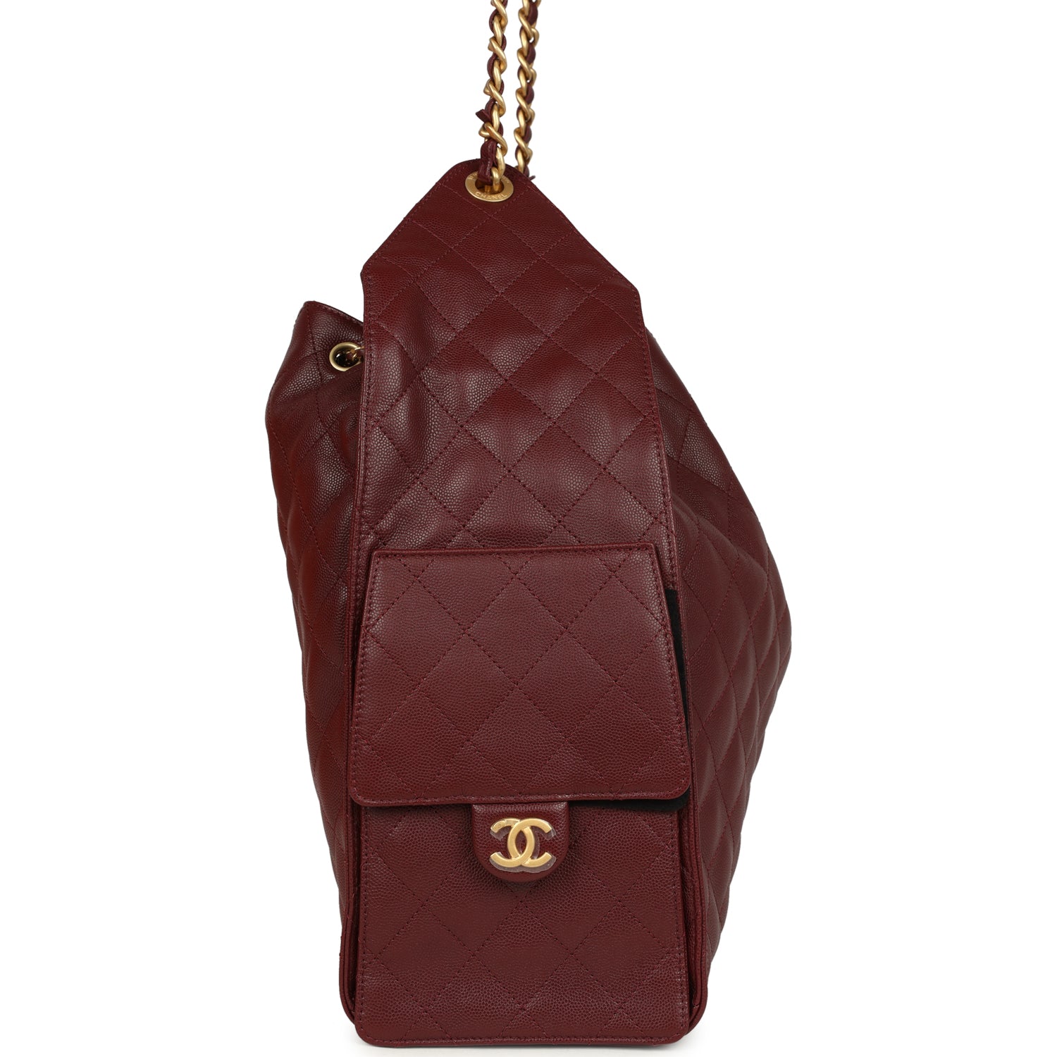 Chanel Large 25 Hobo Bag Burgundy Caviar Antique Gold Hardware