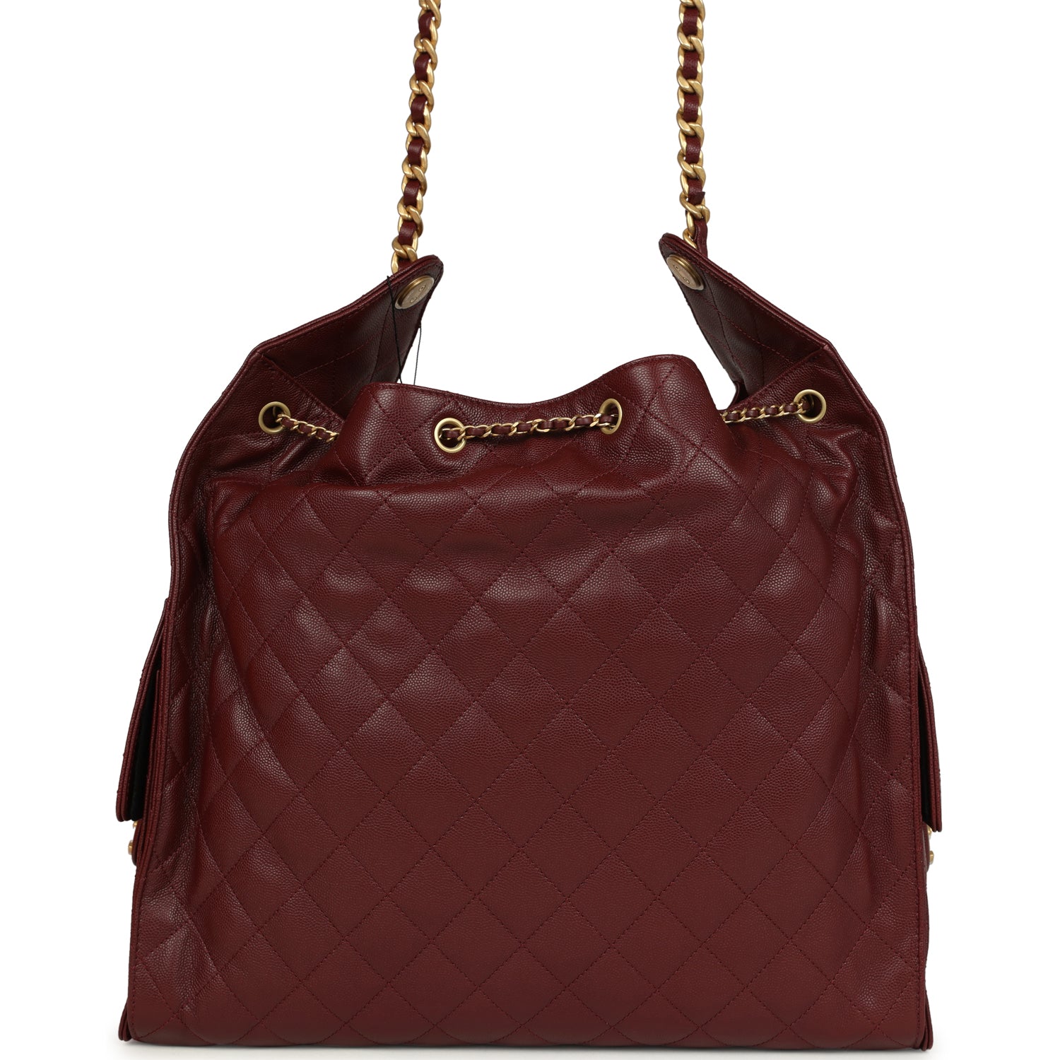 Chanel Large 25 Hobo Bag Burgundy Caviar Antique Gold Hardware