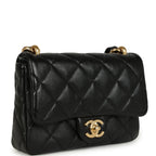 Chanel Small Funky Town Flap Bag Black Shiny Lambskin Aged Gold Hardware