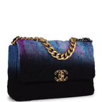 Chanel Large 19 Flap Bag Purple and Blue Wool Tweed Mixed Hardware