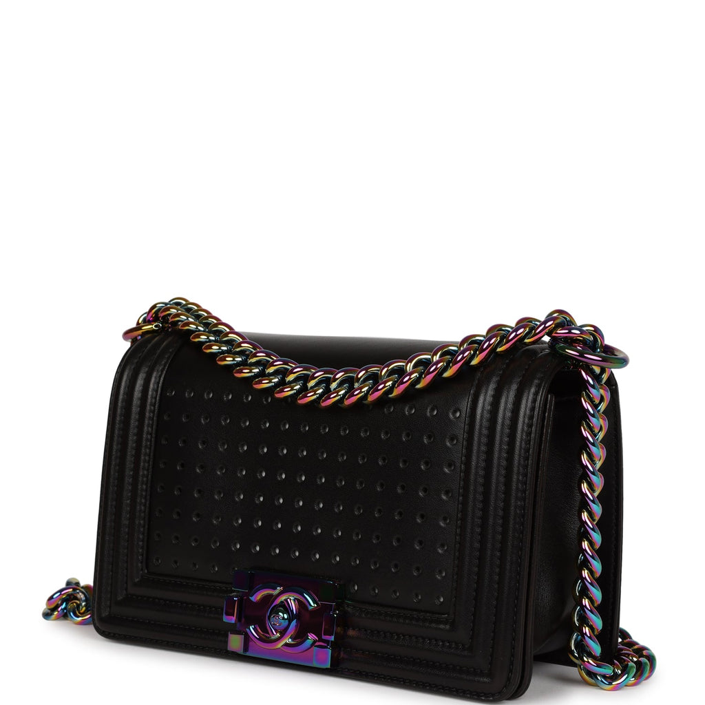 Chanel LED Small Boy Bag Black Lambskin Rainbow Hardware