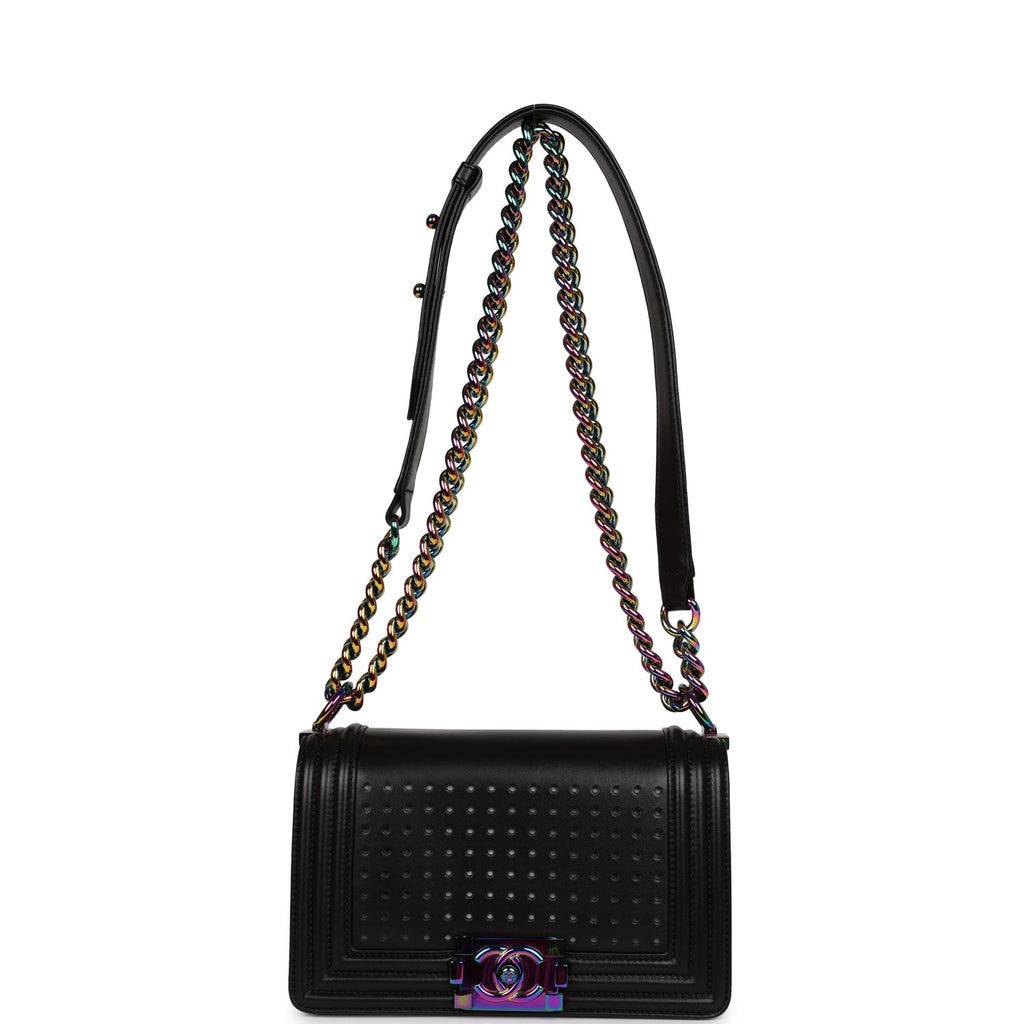 Chanel LED Small Boy Bag Black Lambskin Rainbow Hardware