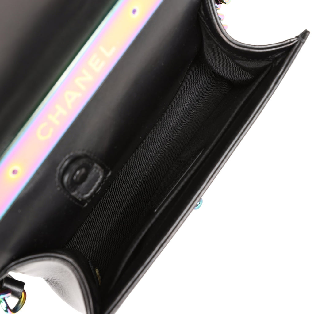 Chanel LED Small Boy Bag Black Lambskin Rainbow Hardware