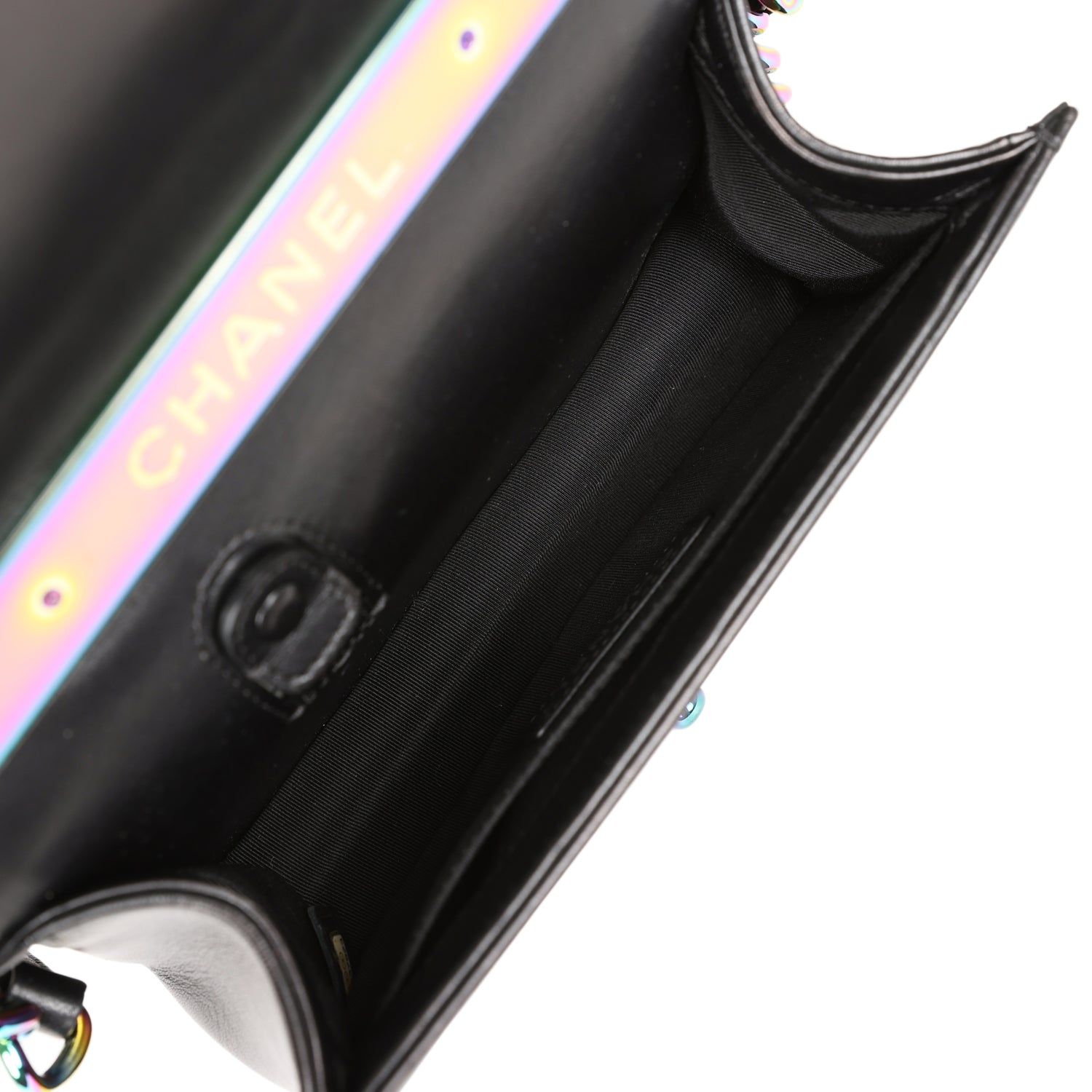 Chanel LED Small Boy Bag Black Lambskin Rainbow Hardware