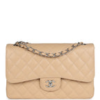 Chanel Jumbo Classic Double Flap Bag Light Beige Caviar Silver Hardware
