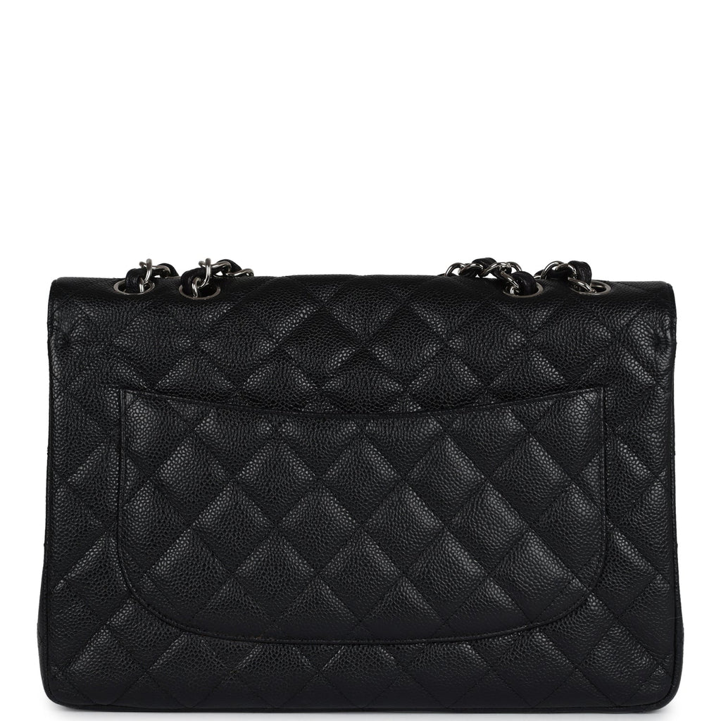 Chanel Jumbo Classic Single Flap Bag Black Caviar Silver Hardware