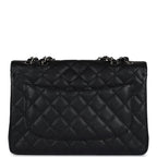 Chanel Jumbo Classic Single Flap Bag Black Caviar Silver Hardware