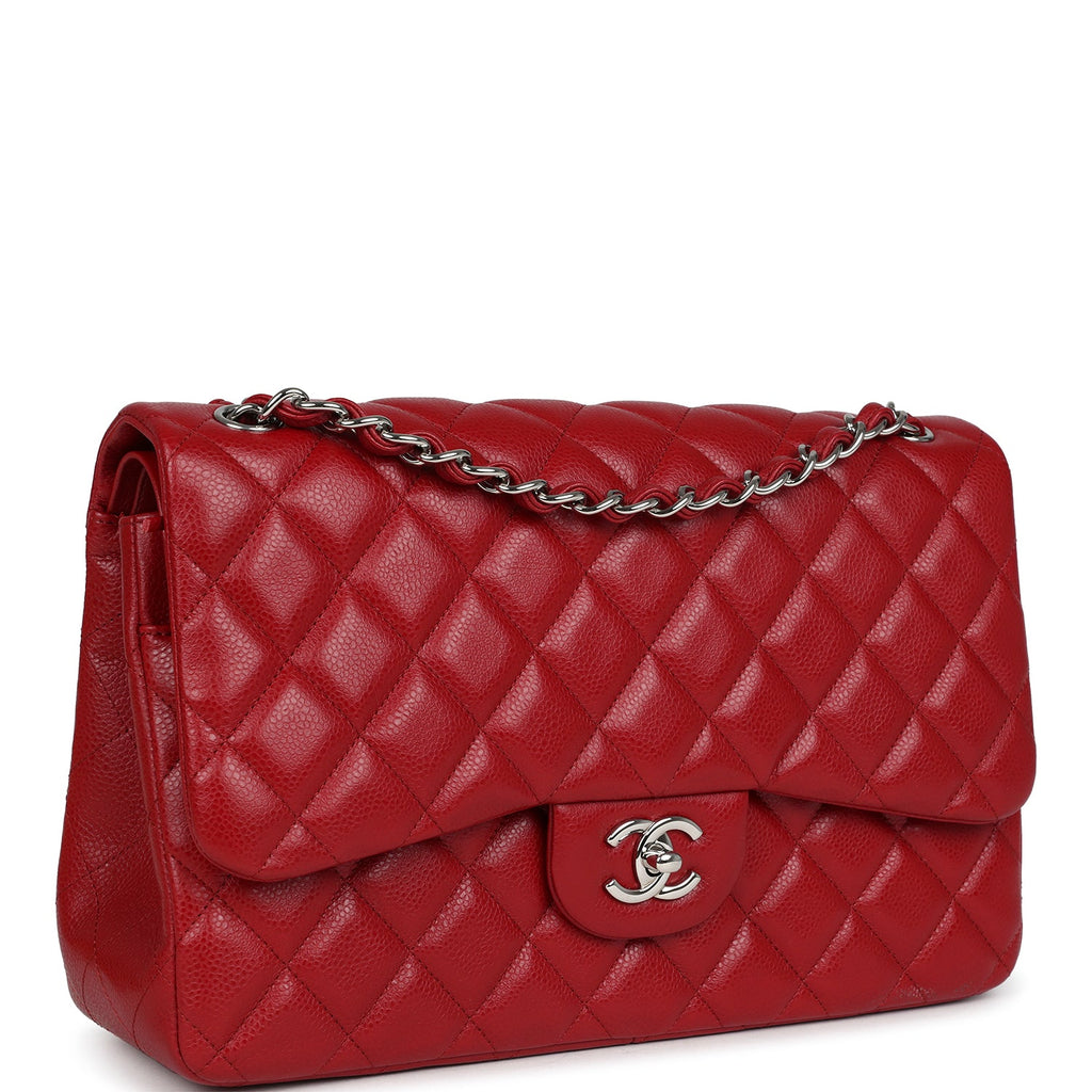 Chanel Jumbo Classic Double Flap Red Caviar Silver Hardware