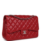 Chanel Jumbo Classic Double Flap Red Caviar Silver Hardware