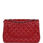 Chanel Jumbo Classic Double Flap Red Caviar Silver Hardware