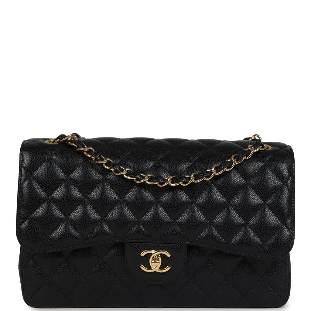 Chanel Jumbo Classic Double Flap Bag Black Caviar Gold Hardware