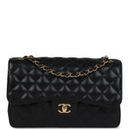 Chanel Jumbo Classic Double Flap Bag Black Caviar Gold Hardware