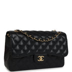 Chanel Jumbo Classic Double Flap Bag Black Caviar Gold Hardware