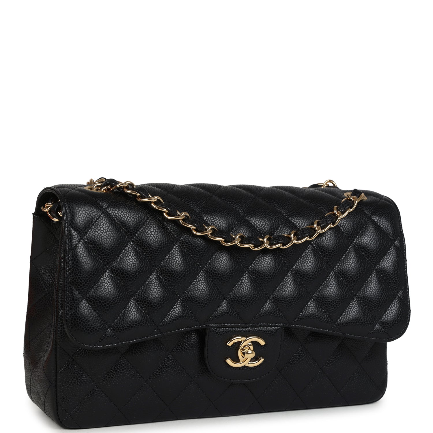 Chanel Jumbo Classic Double Flap Bag Black Caviar Gold Hardware