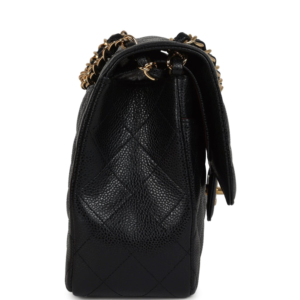 Chanel Jumbo Classic Double Flap Bag Black Caviar Gold Hardware