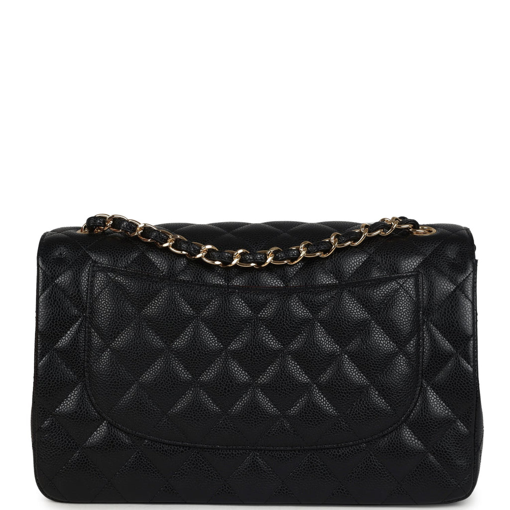Chanel Jumbo Classic Double Flap Bag Black Caviar Gold Hardware