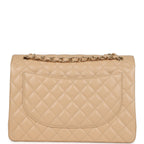 Chanel Maxi Classic Double Flap Bag Beige Caviar Gold Hardware