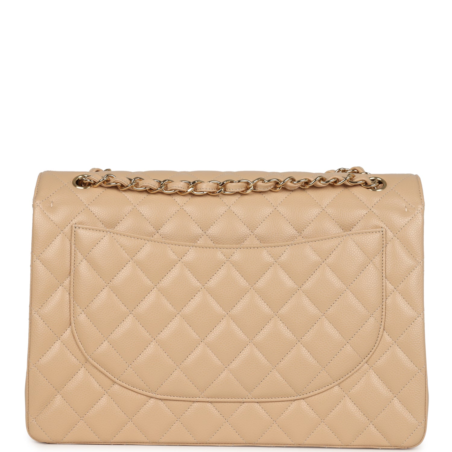 Chanel Maxi Classic Double Flap Bag Beige Caviar Gold Hardware