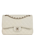 Chanel Jumbo Classic Double Flap White Caviar Light Gold Hardware