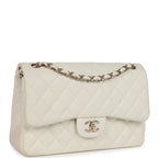 Chanel Jumbo Classic Double Flap White Caviar Light Gold Hardware