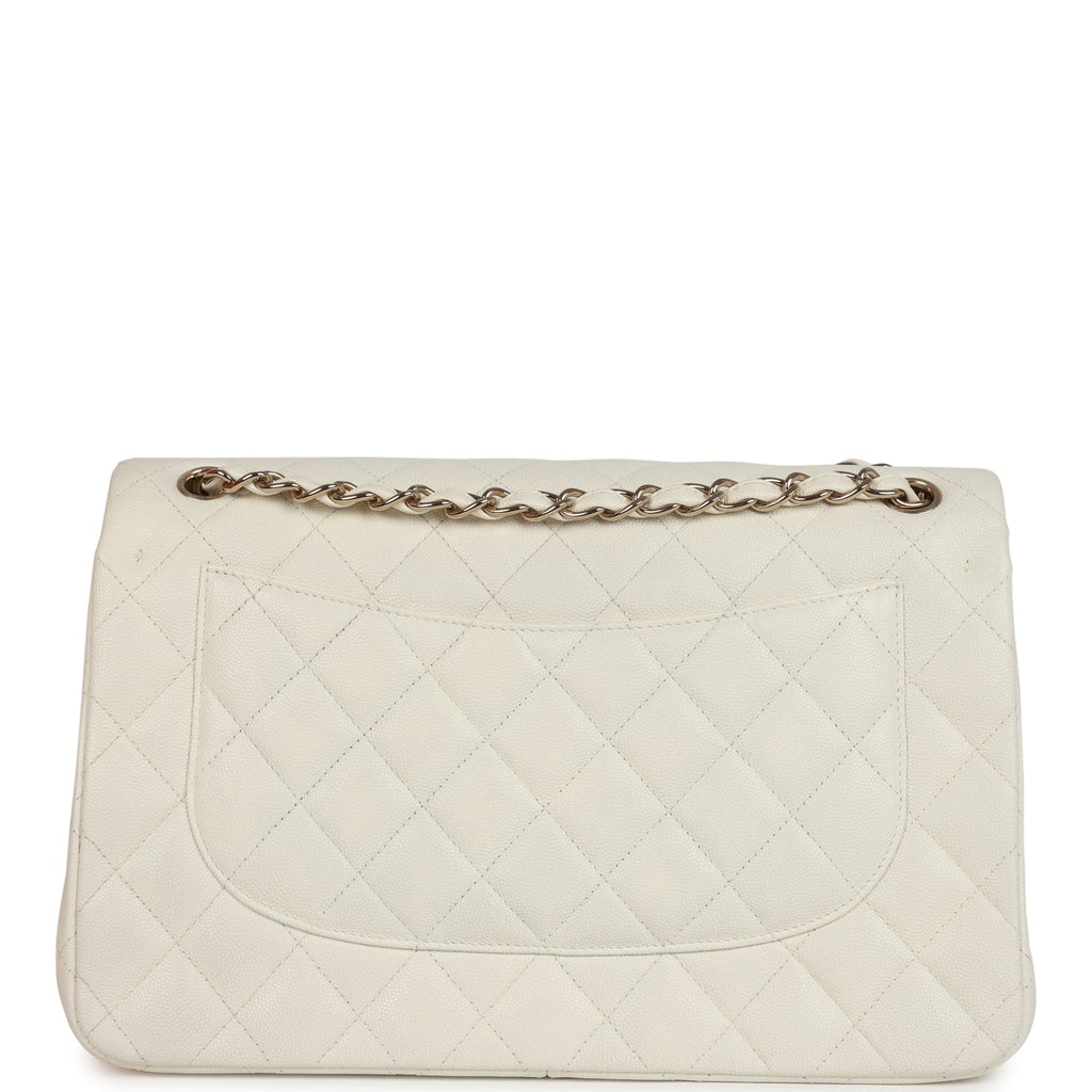 Chanel Jumbo Classic Double Flap White Caviar Light Gold Hardware