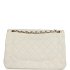 Chanel Jumbo Classic Double Flap White Caviar Light Gold Hardware