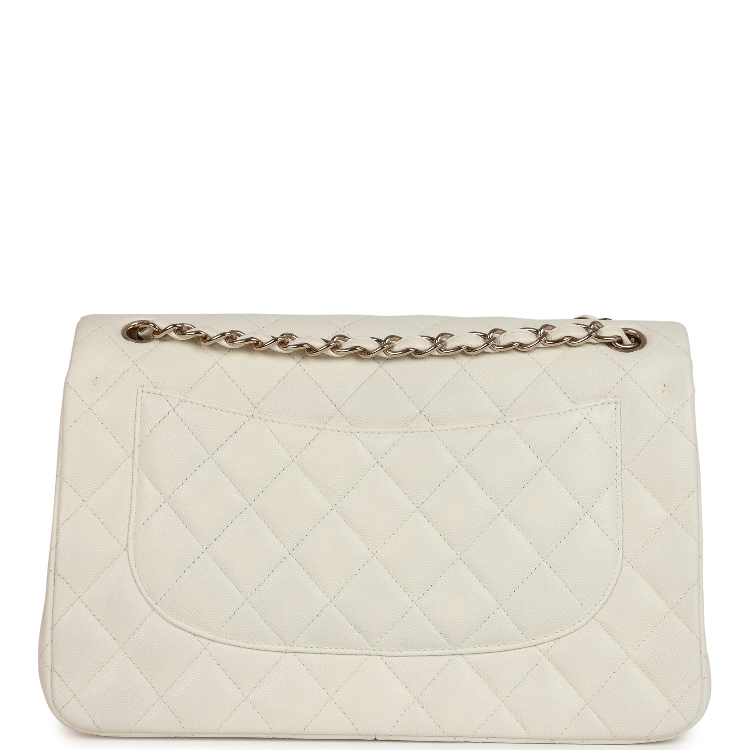 Chanel Jumbo Classic Double Flap White Caviar Light Gold Hardware