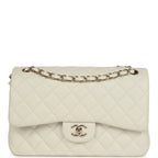 Chanel Jumbo Classic Double Flap White Caviar Light Gold Hardware