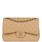 Chanel Jumbo Classic Double Flap Bag Light Beige Caviar Light Gold Hardware