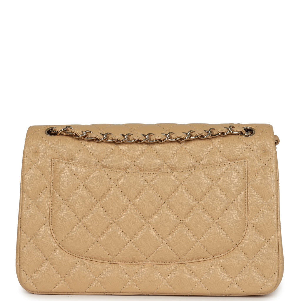 Chanel Jumbo Classic Double Flap Bag Light Beige Caviar Light Gold Hardware