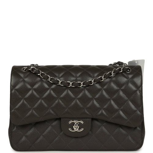 Chanel Jumbo Classic Double Flap Bag Dark Grey Caviar Silver Hardware