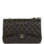 Chanel Jumbo Classic Double Flap Bag Dark Grey Caviar Silver Hardware
