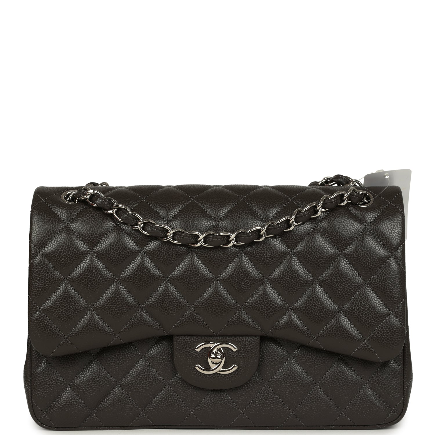 Chanel Jumbo Classic Double Flap Bag Dark Grey Caviar Silver Hardware