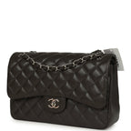 Chanel Jumbo Classic Double Flap Bag Dark Grey Caviar Silver Hardware