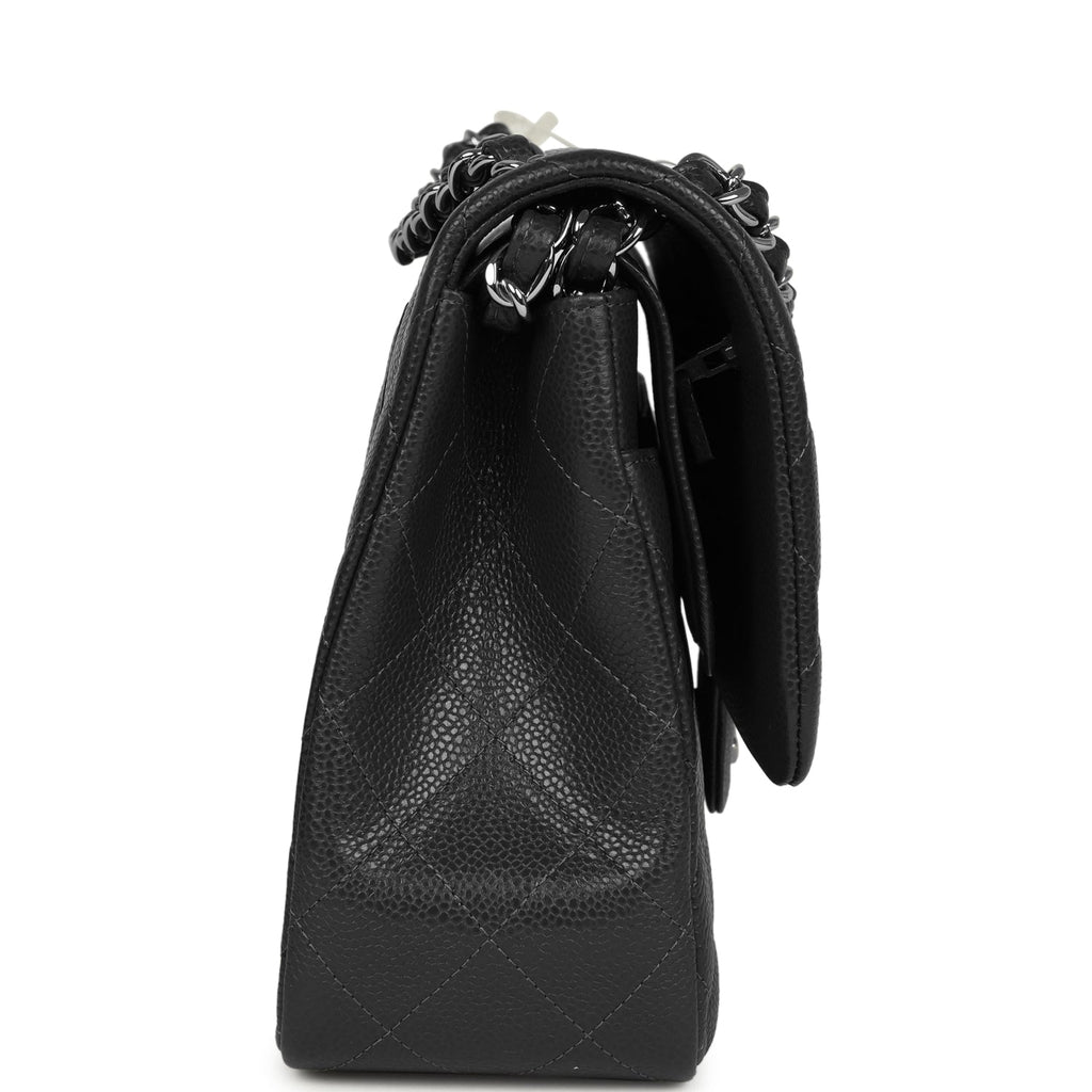 Chanel Jumbo Classic Double Flap Bag Dark Grey Caviar Silver Hardware