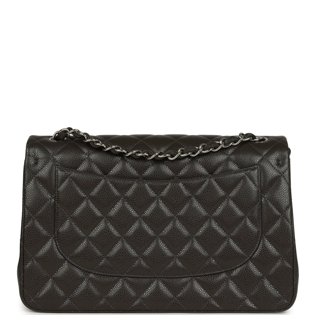 Chanel Jumbo Classic Double Flap Bag Dark Grey Caviar Silver Hardware