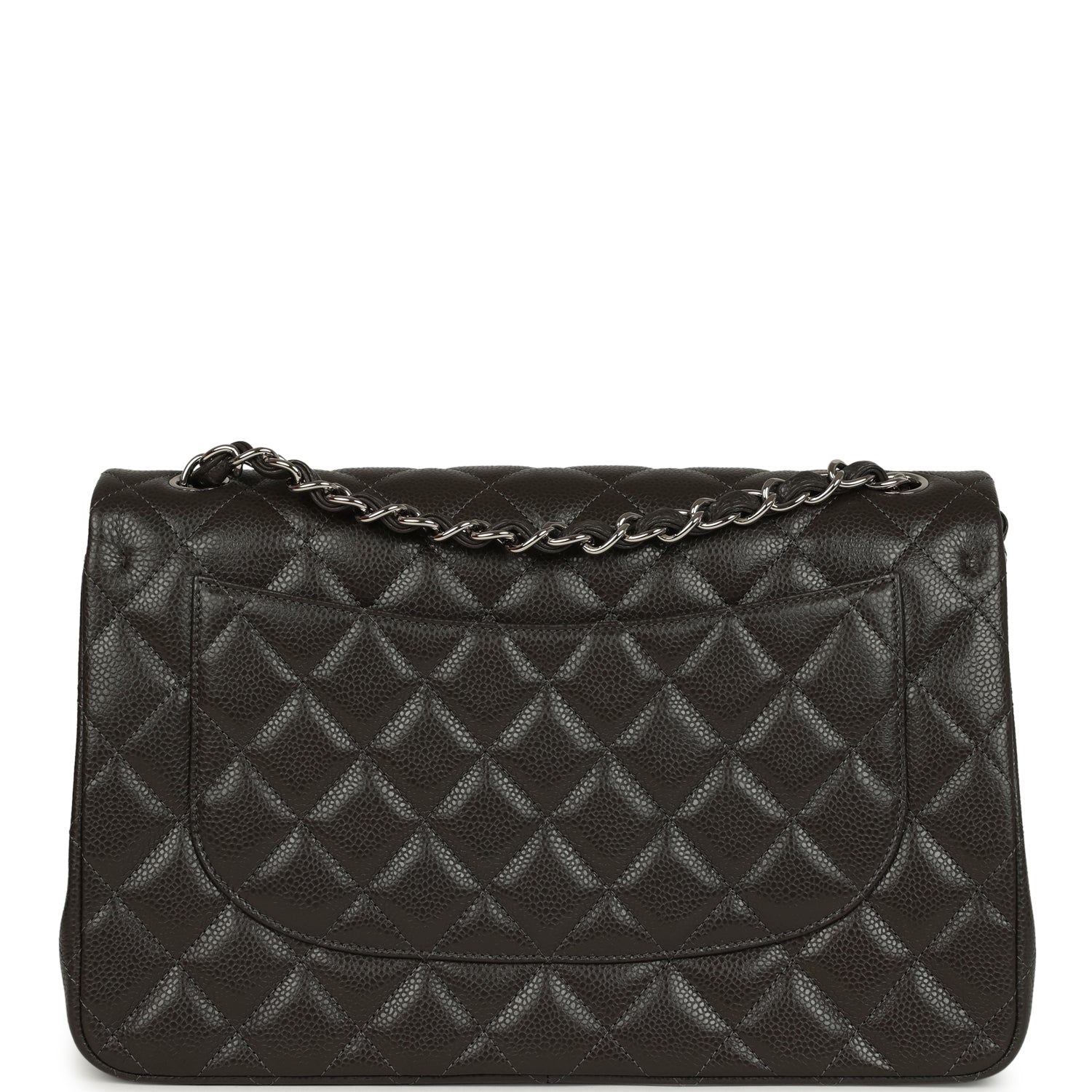 Chanel Jumbo Classic Double Flap Bag Dark Grey Caviar Silver Hardware