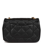 Chanel Mini Rectangular Heart Flap Bag Black Lambskin Aged Gold Hardware
