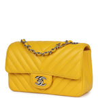 Chanel Mini Rectangular Flap Yellow Chevron Caviar Silver Hardware