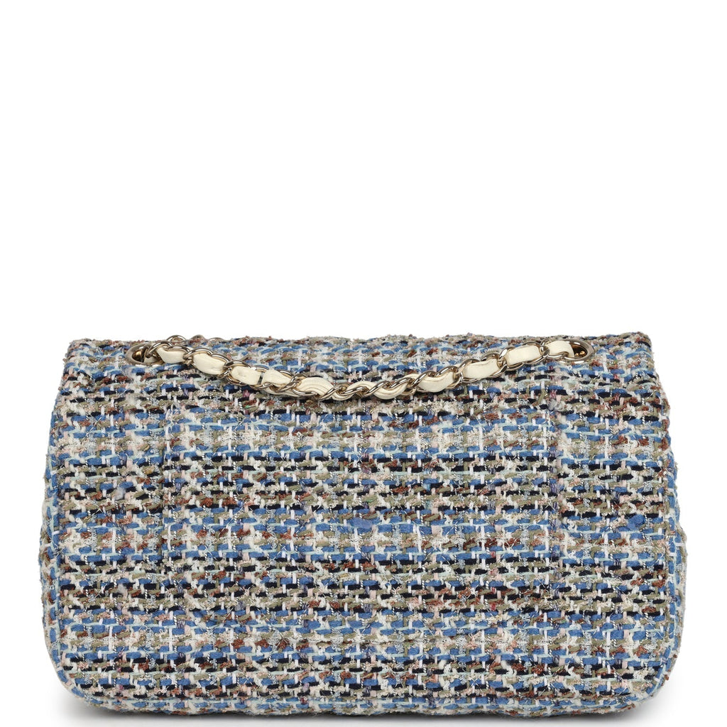 Chanel Medium Classic Double Flap Bag Multicolor Tweed Light Gold Hardware