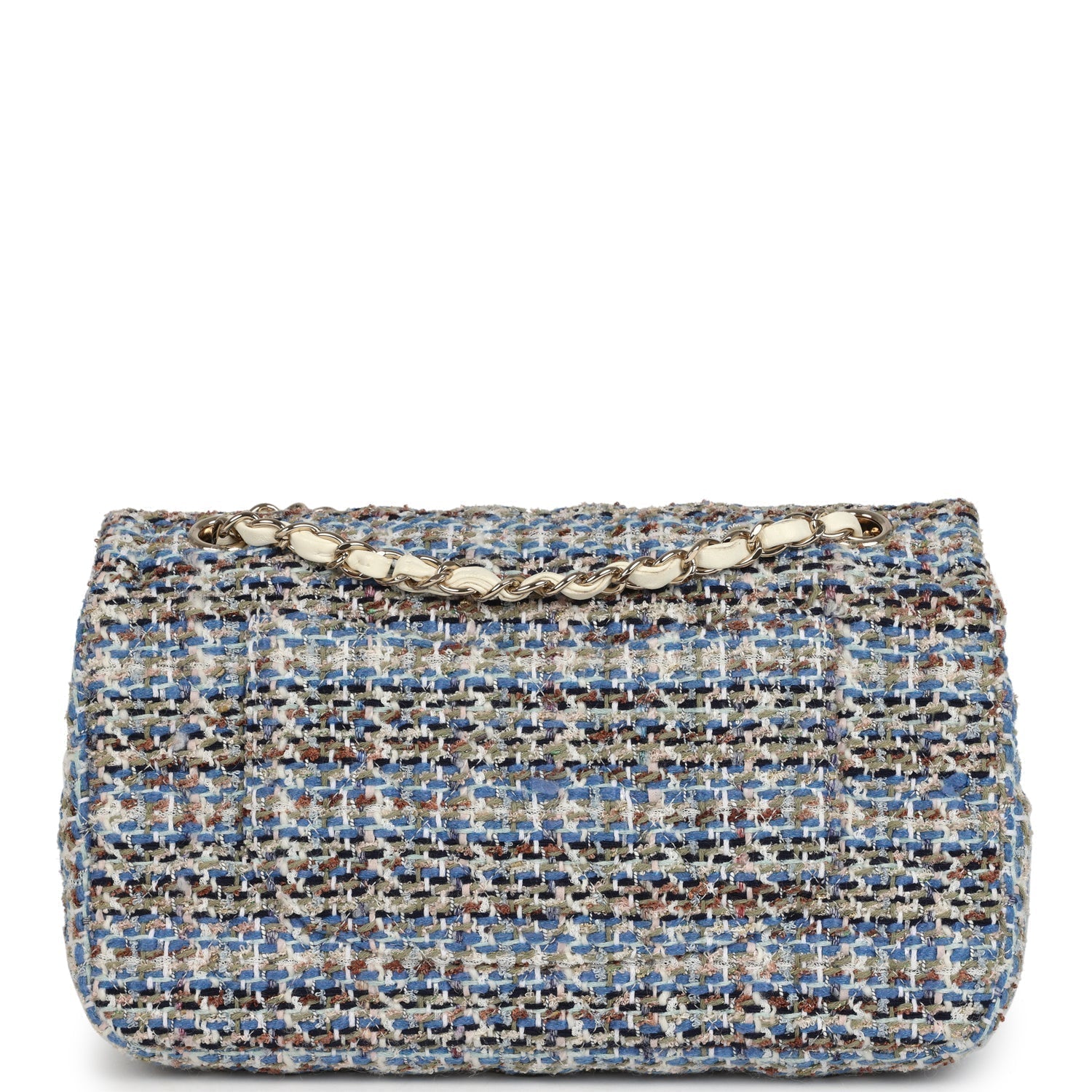 Chanel Medium Classic Double Flap Bag Multicolor Tweed Light Gold Hardware