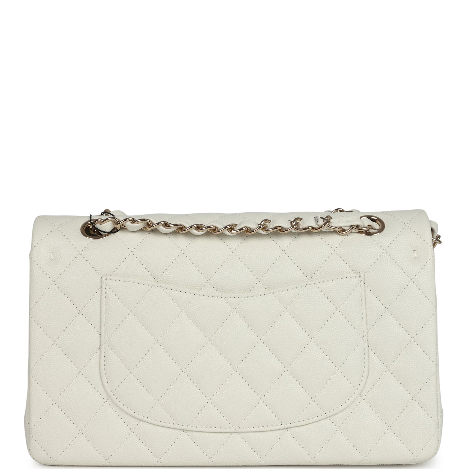 Chanel Medium Classic Double Flap White Caviar Light Gold Hardware