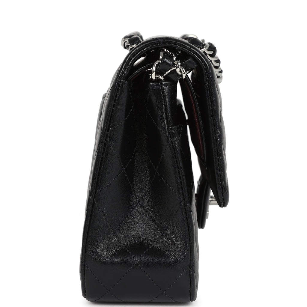 Chanel Medium Classic Double Flap Bag Black Lambskin Silver Hardware