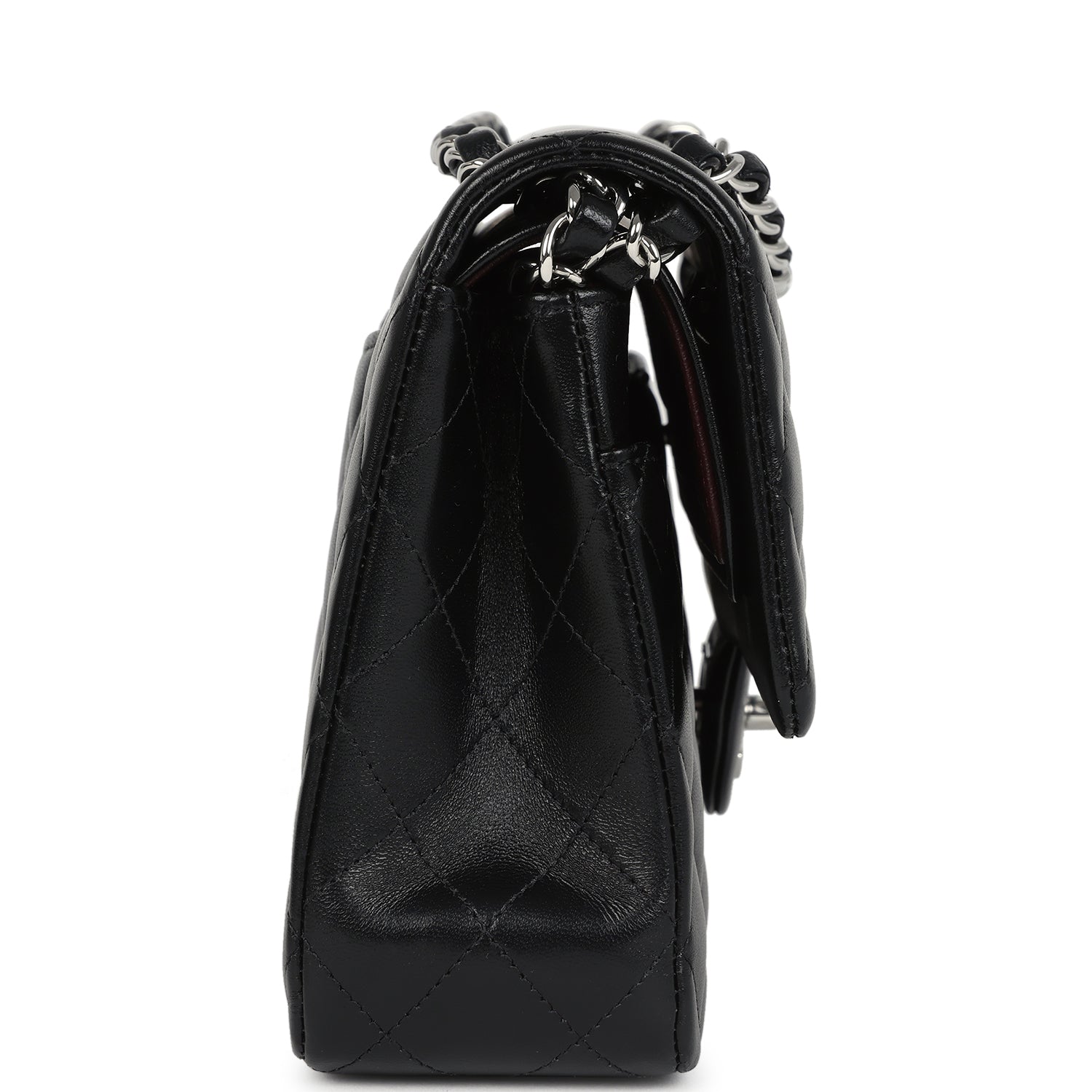 Chanel Medium Classic Double Flap Bag Black Lambskin Silver Hardware